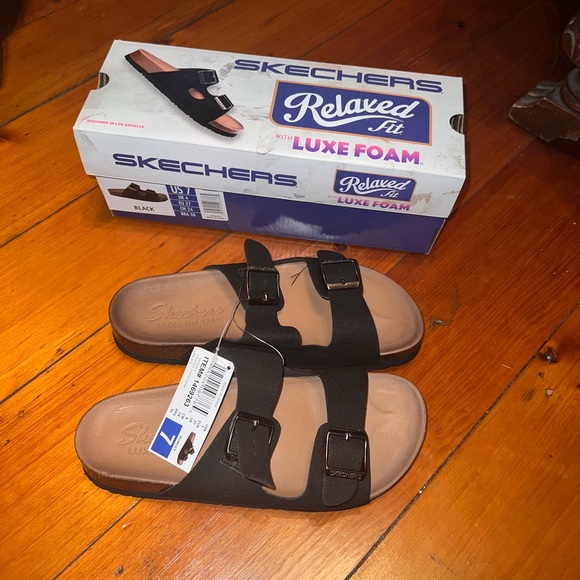 Skechers Relaxed Fit Black/Brown sandals with luxe foam - Picture 2 of 5